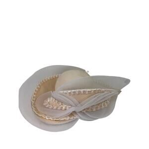 Vintage Deborah New York Cream Ivory Chiffon & Sequins Womens Dressy Hat